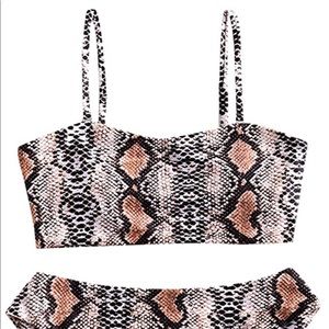 Leopard Print High Cut Two Piece Bandeau Bikini